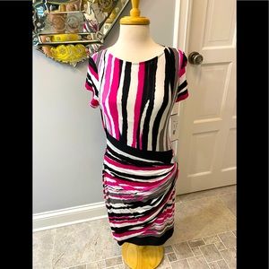 NWOT Joseph Ribkoff Hot Pink/Black Patterned dress, size 14